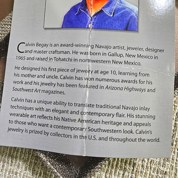 Calvin Begay Sterling Gemstone Inlay Bracelet - Picture 12 of 13